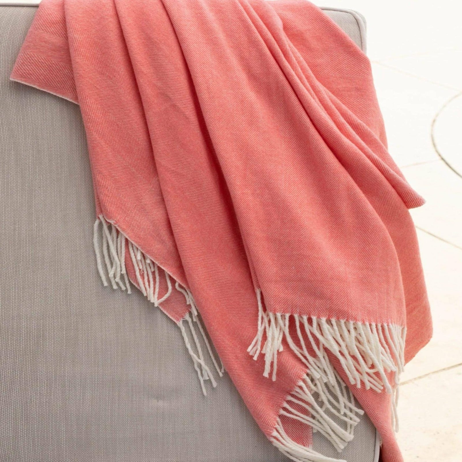 Alashan Adirondack Herringbone Throw Main Coral Island Fine Linens