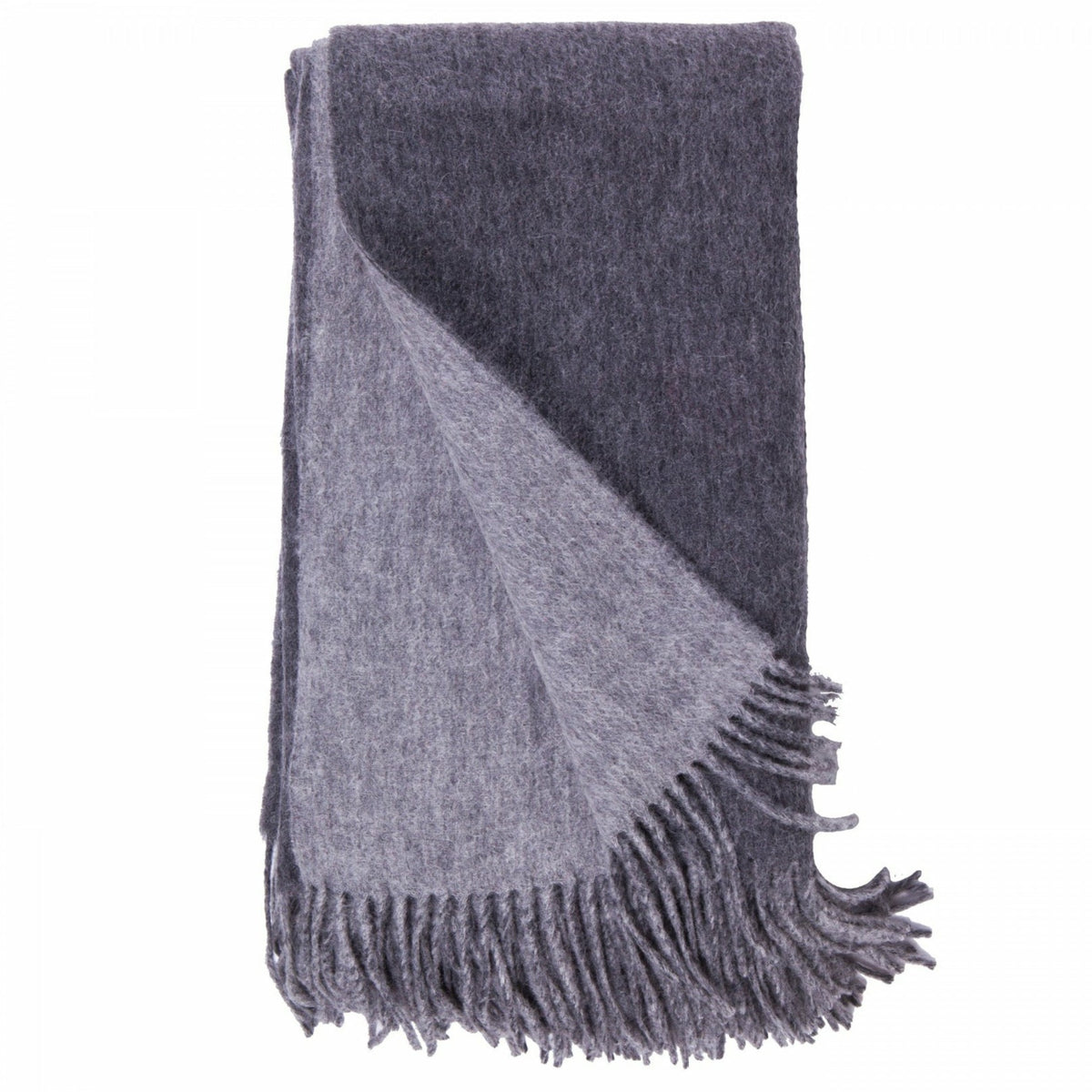 Alashan Double Faced Classic Cashmere Blend Throw Main Charcoal/Ash Fine Linens
