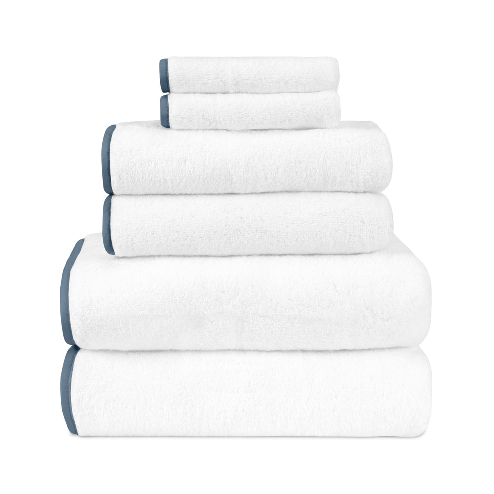 Home Treasures Bodrum Bath Towel White/Slate Blue Fine Linens