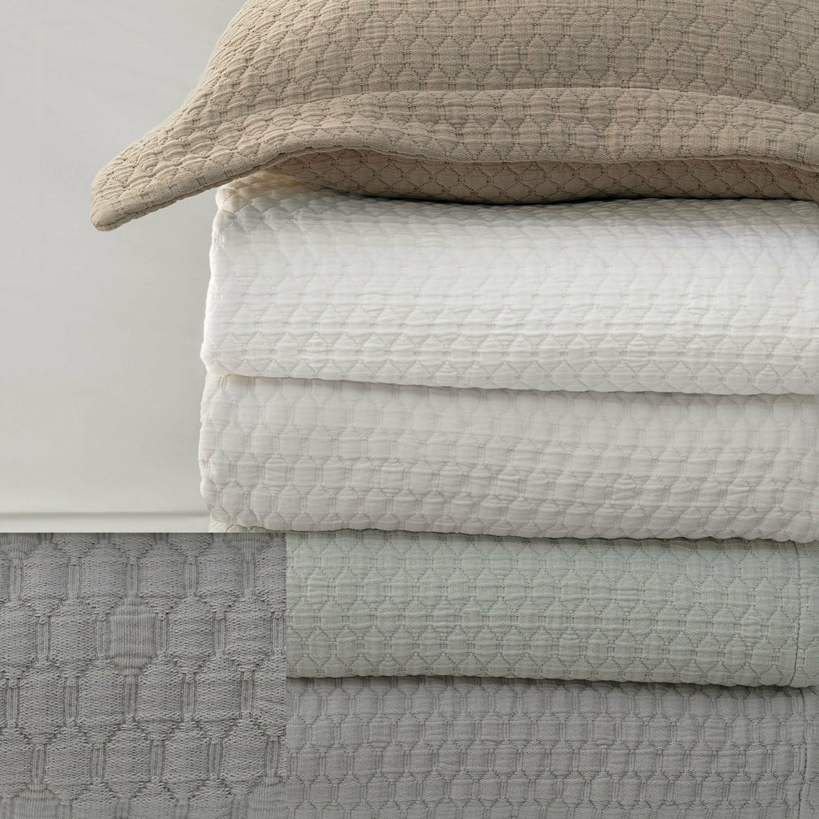 BOVI Simply Cotton Matelassé and Shams Main Grey Fine Linens