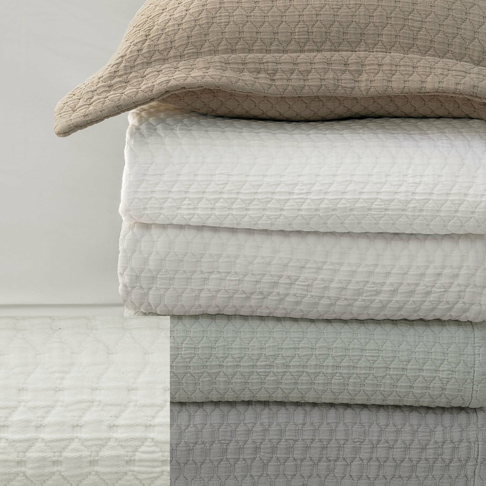 BOVI Simply Cotton Matelassé and Shams Main Ivory Fine Linens