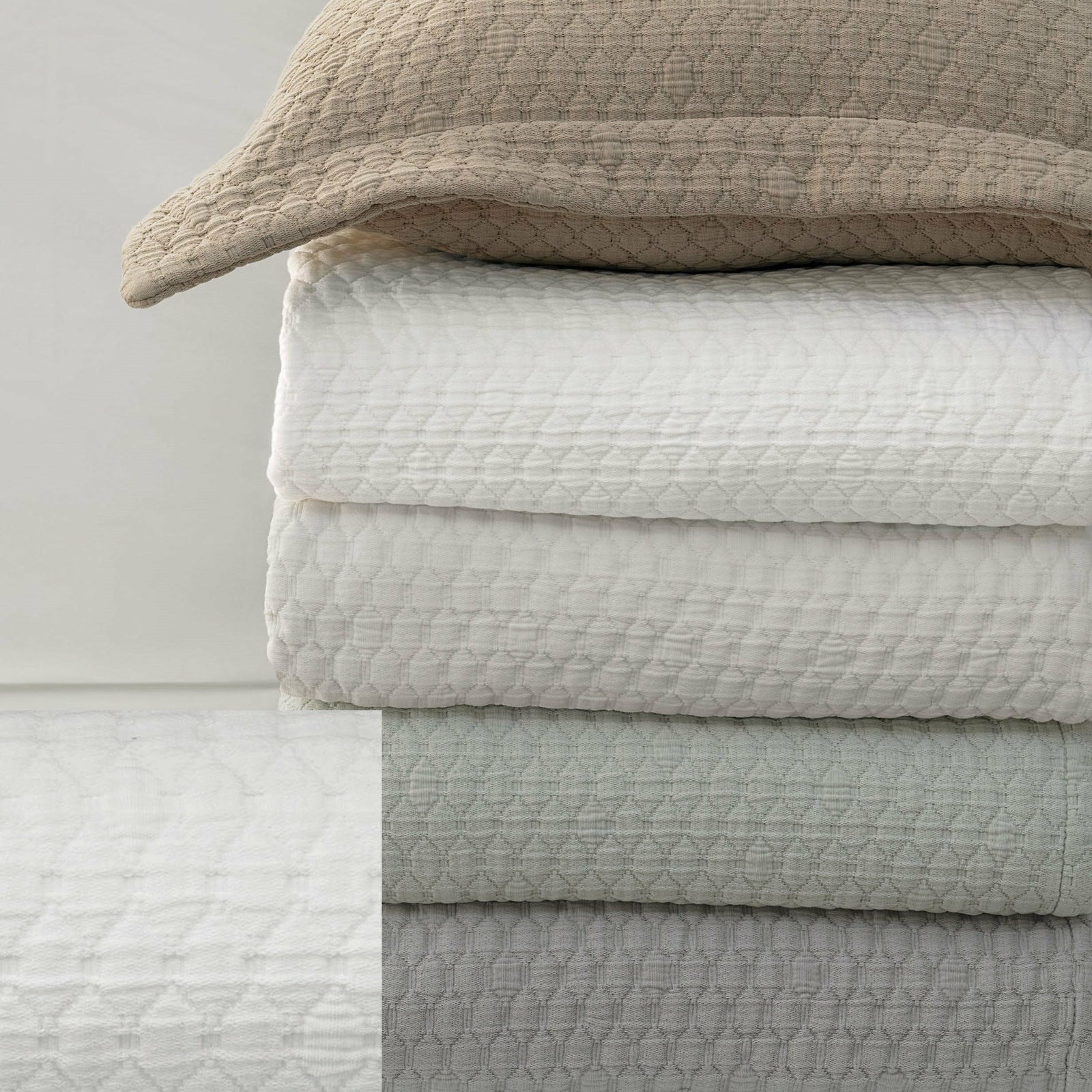 BOVI Simply Cotton Matelassé and Shams Main White Fine Linens