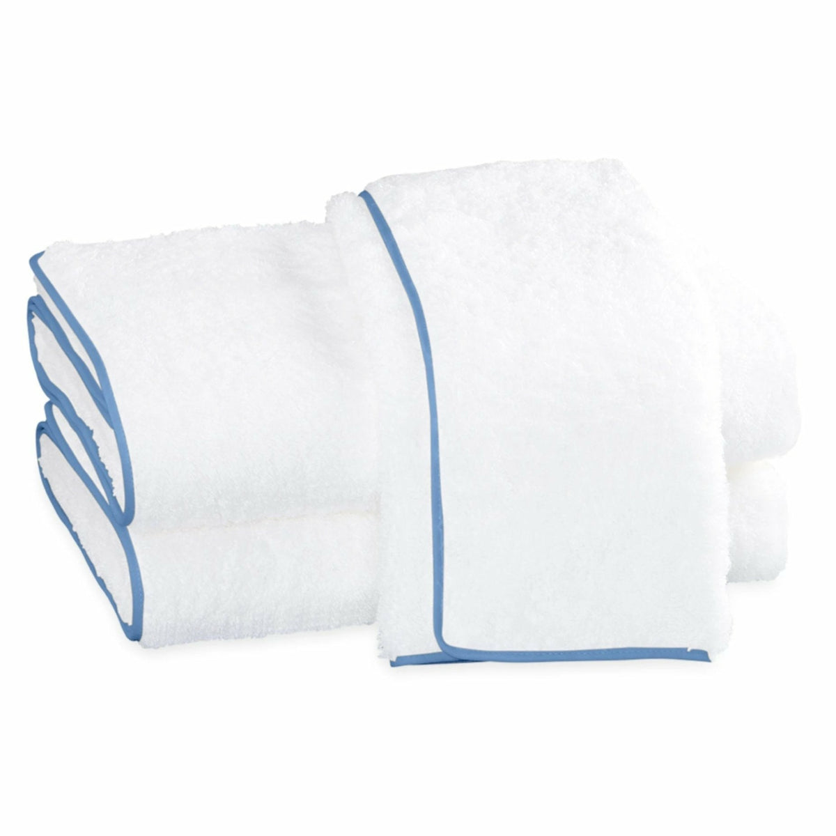 Matouk Cairo Bath Towels White/Azure Fine Linens
