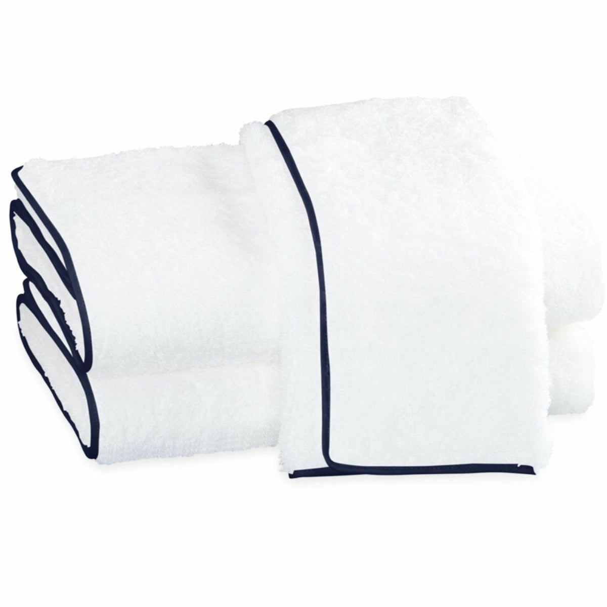 Matouk Cairo Bath Towels White/Navy Fine Linens