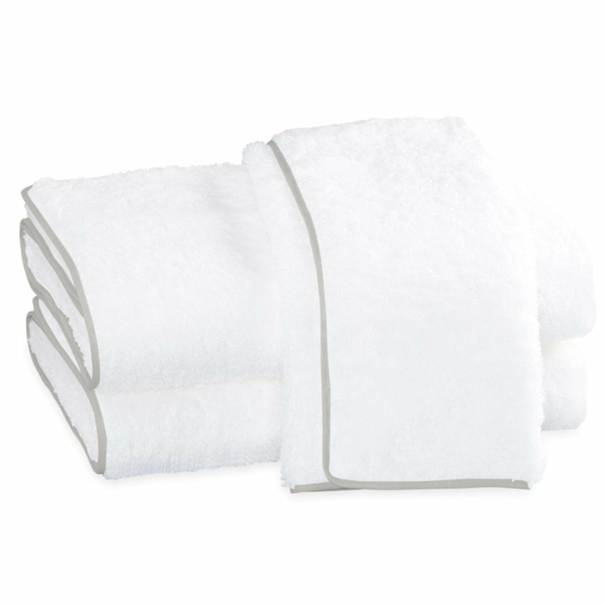 Matouk Cairo Bath Towels  White/Silver Fine Linens