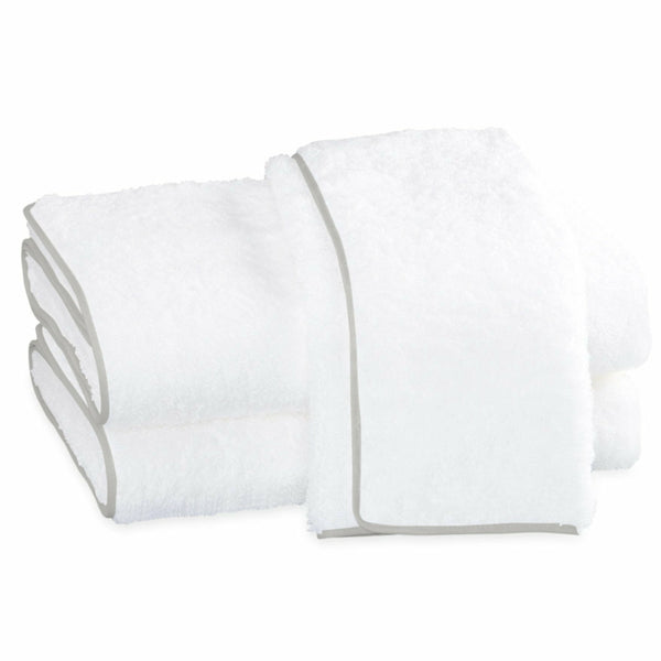 Matouk Cairo Bath Towels and Mats - White/Silver