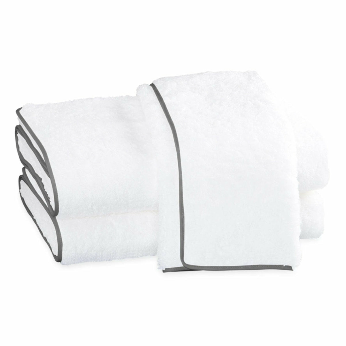 Matouk Cairo Bath Towels White/Smoke Gray Fine Linens