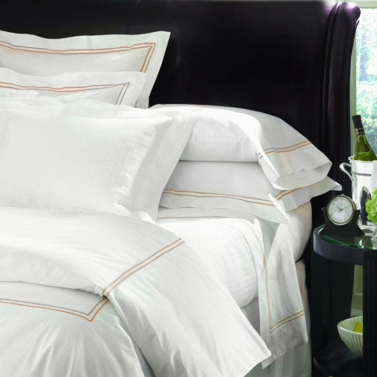 Sferra Grande Hotel Collection White/Taupe Fine Linens