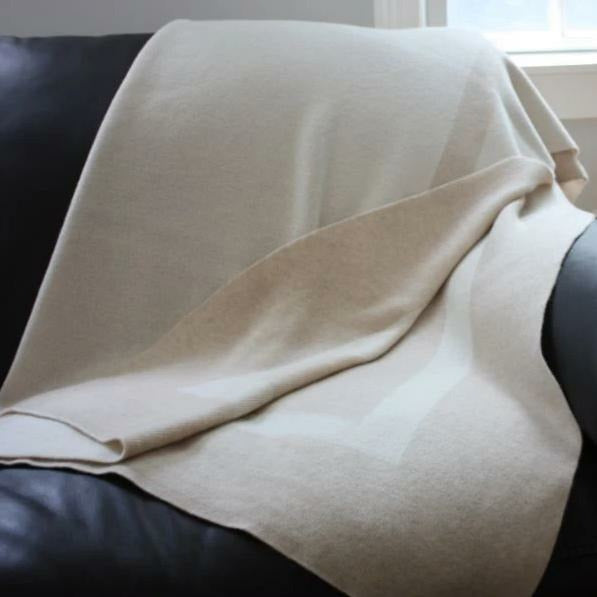 Alashan 100% Cashmere Homestead Throw - Snow/Dune