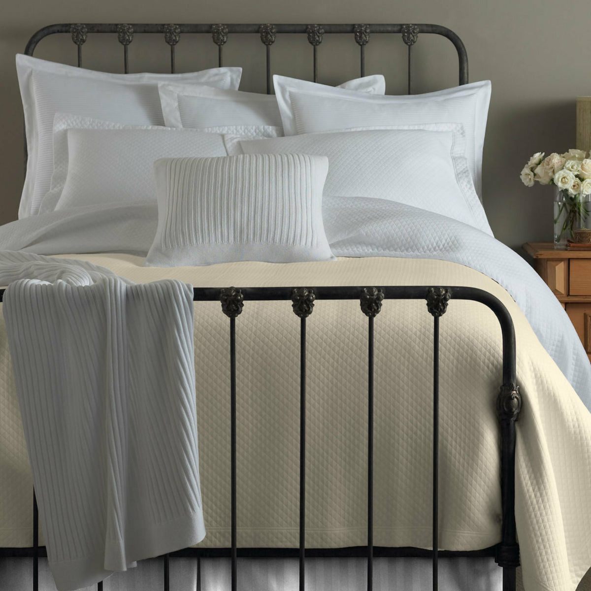 Peacock Alley Oxford Tailored Bedding Main Ivory Fine Linens
