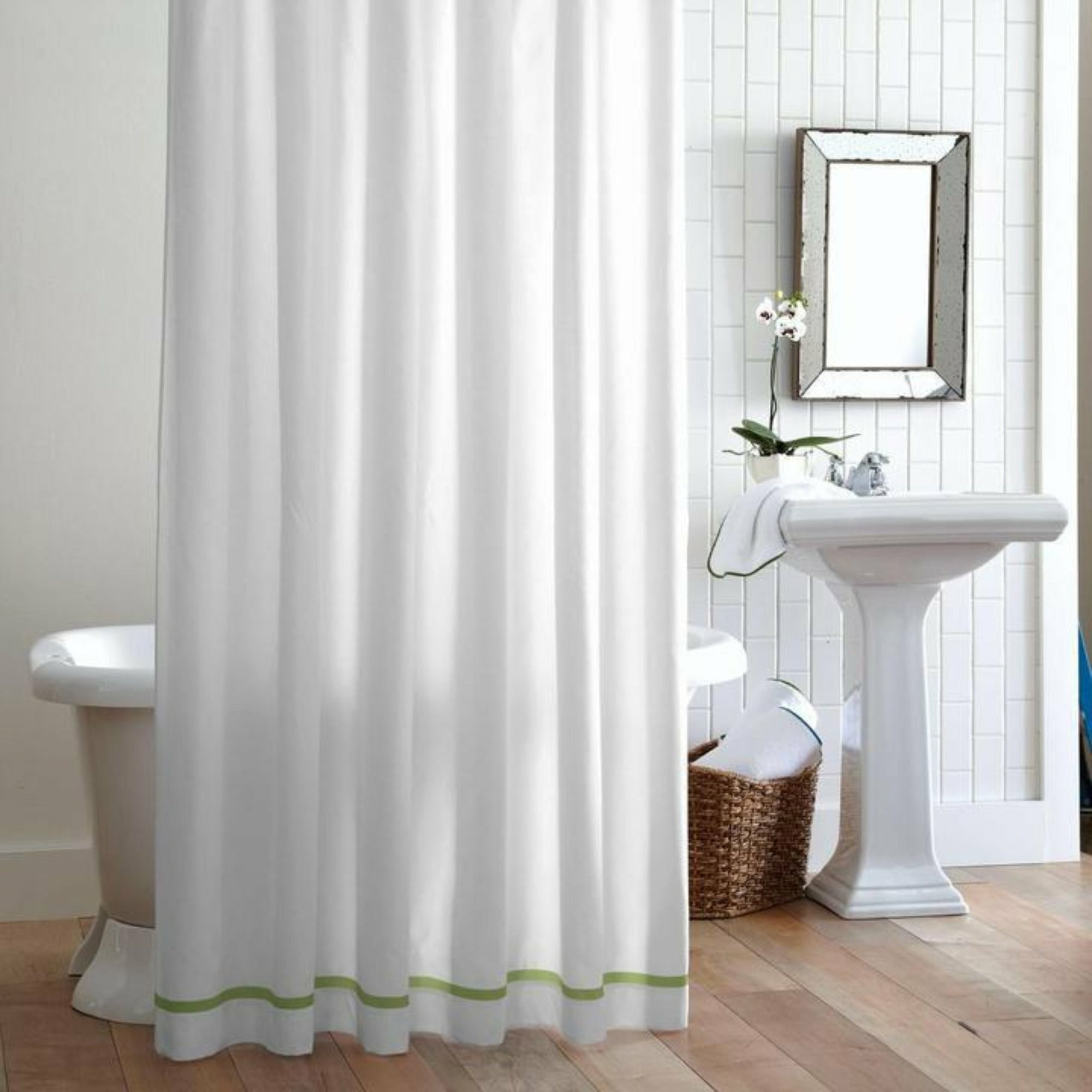 Peacock Alley Pique II Shower Curtain in Meadow Green