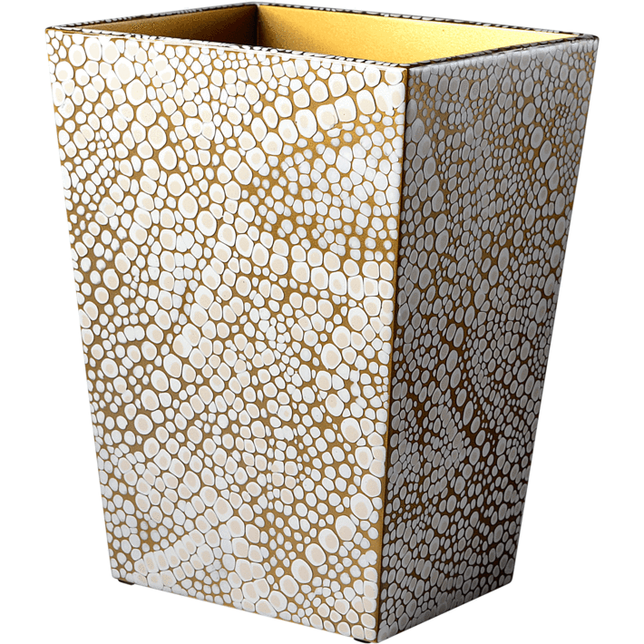 Mike and Ally Proseco Bath Accessories Wastebasket Oatmeal/Gold