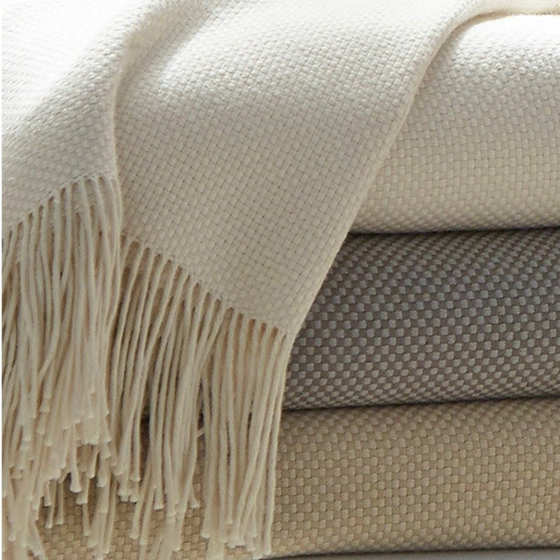 Sferra Bristol Fringed Throw Blanket (Lake) | Luxury Blanket | FLandB