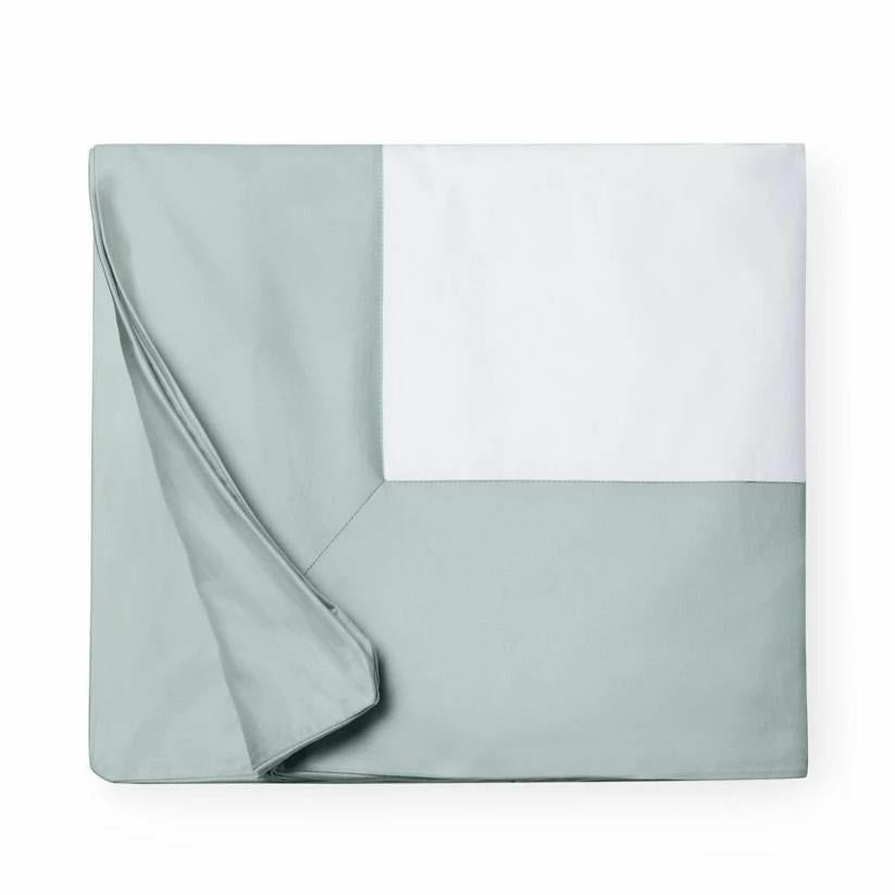 Duvet Cover of Sferra Casida Bedding in Color White/Seagreen
