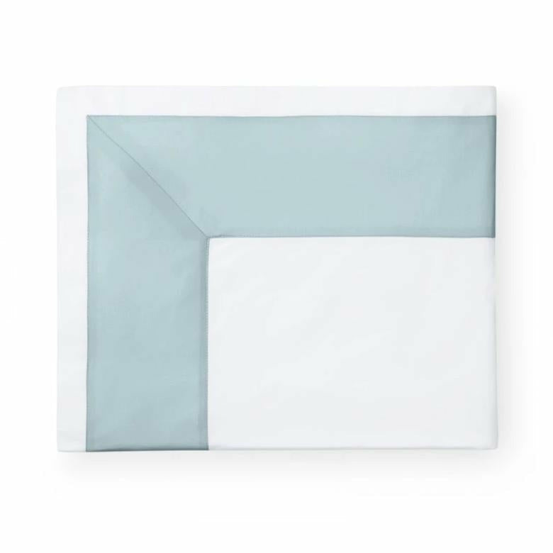 Sferra Casida Bedding Flat Sheet White/Poolside Fine Linens