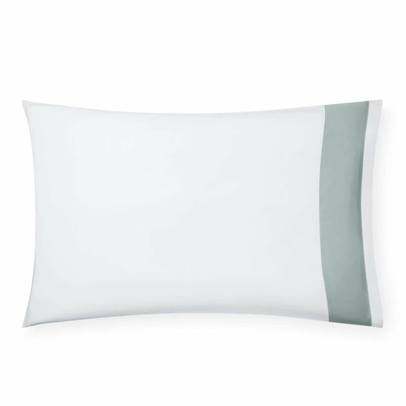 Pillowcase of Sferra Casida Bedding in Color White/Seagreen