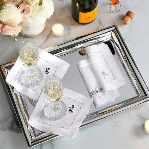 Sferra Celebrations Cocktail Napkins - Mr/Mrs featured image
