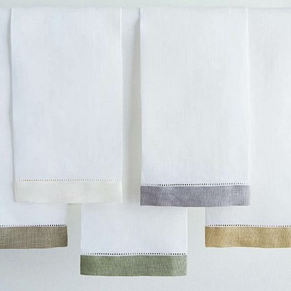 Sferra Filo Tip Towel Stack White / Grey