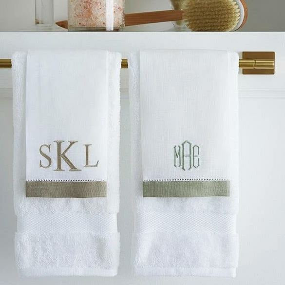 Sferra Filo Tip Towel LIfestyle White / Almond