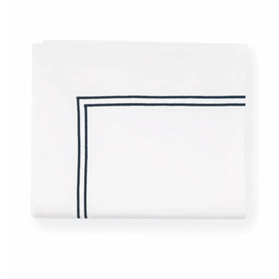 Sferra Grande Hotel Collection Flat Sheet White/Black Fine Linens