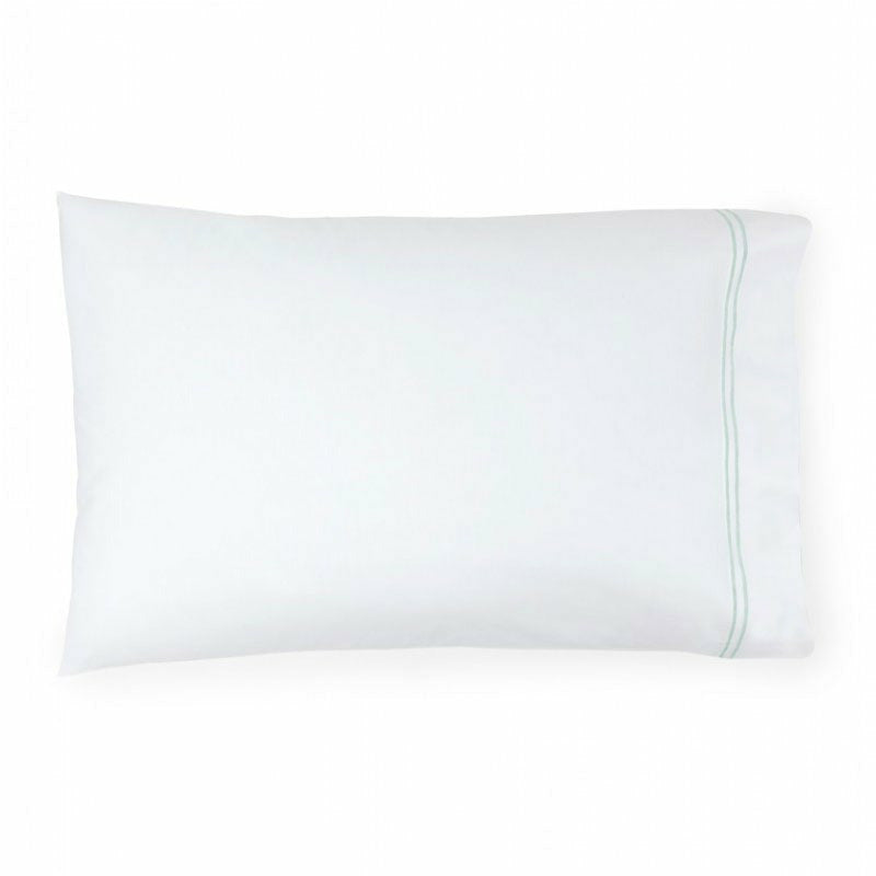 Sferra Grande Hotel Collection Pair of Two Pillowcases White/Mist Fine Linens