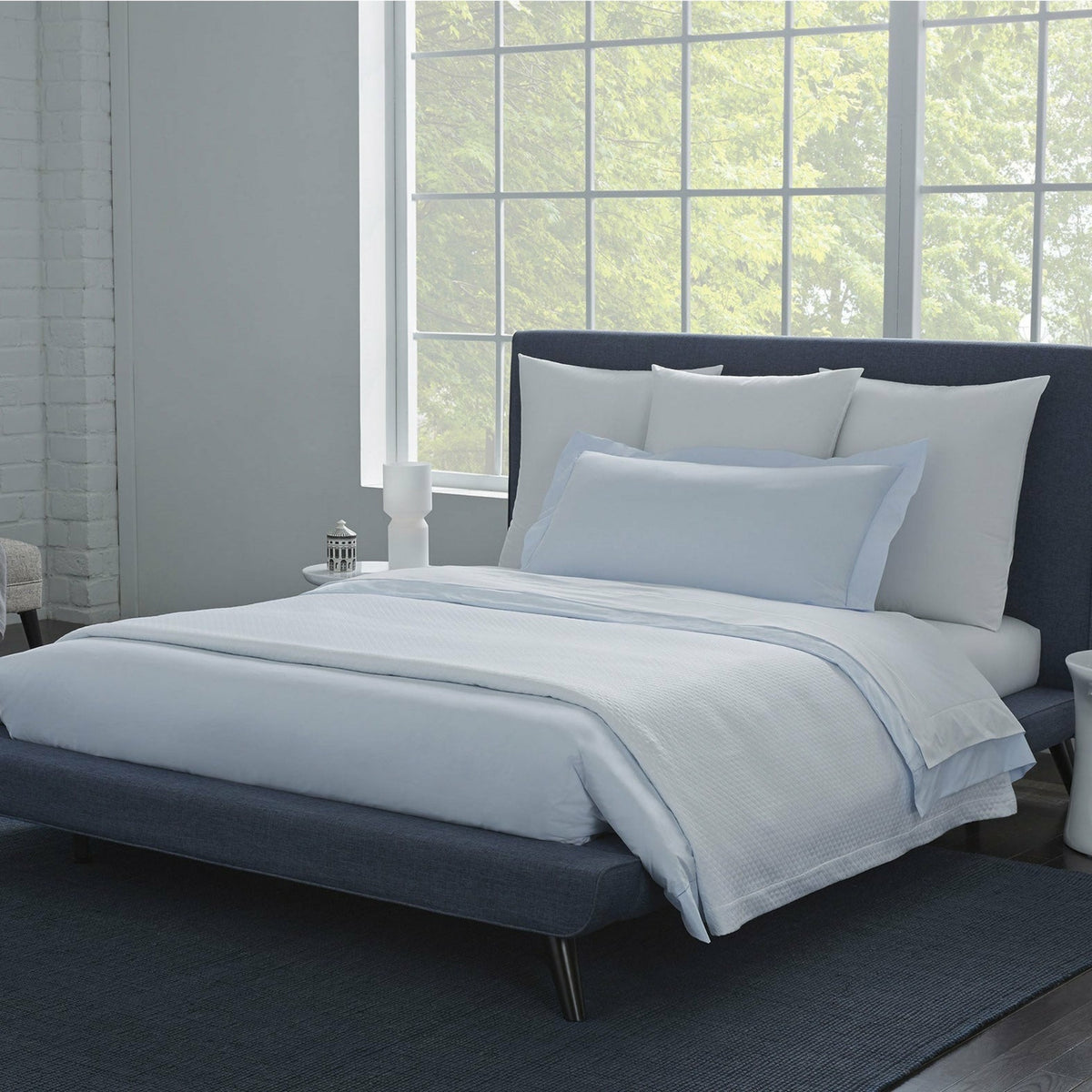 Sferra Celeste Percale Bed Main Blue Fine Linens