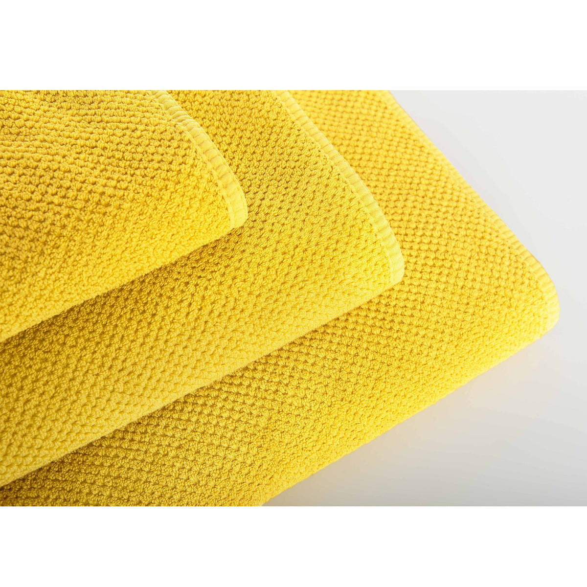Graccioza Bee Waffle Towels Top Stack Mustard Fine Linens