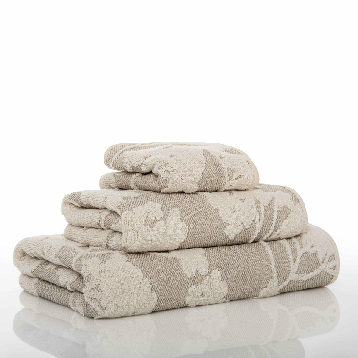 Graccioza Eden Bath Towels and Rugs Stack Slanted Natural Fine Linens