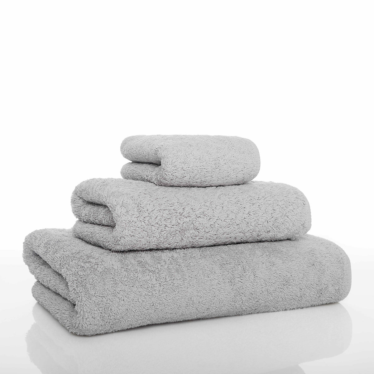 Graccioza Long Double Loop Bath Towels Stack Silver Fine Linens