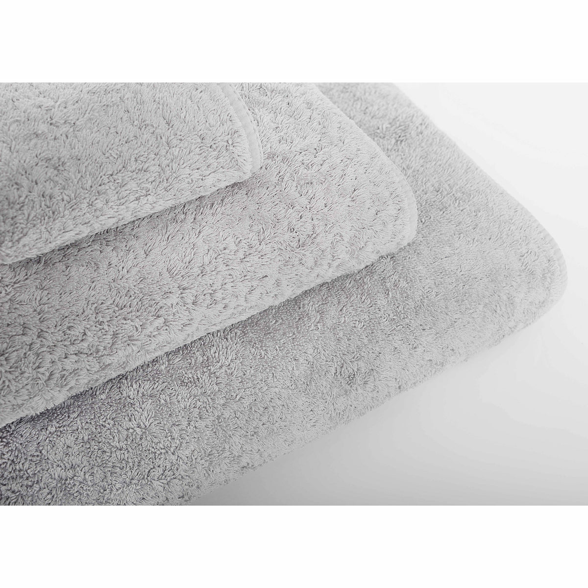Graccioza Long Double Loop Bath Towels Top Stack Silver Fine Linens