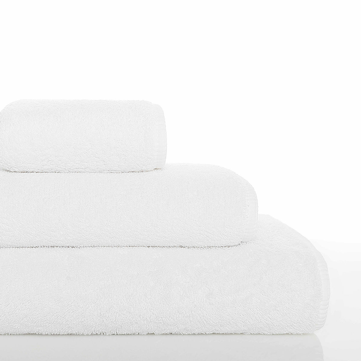 Graccioza Long Double Loop Bath Towels Half Stack White Fine Linens
