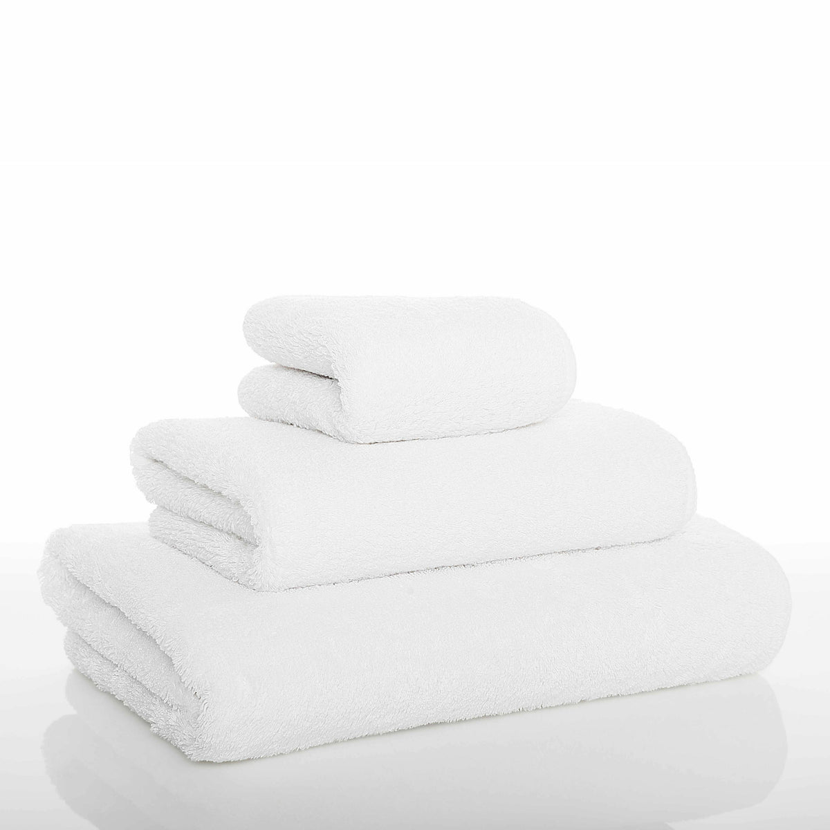 Graccioza Long Double Loop Bath Towels Stack White Fine Linens