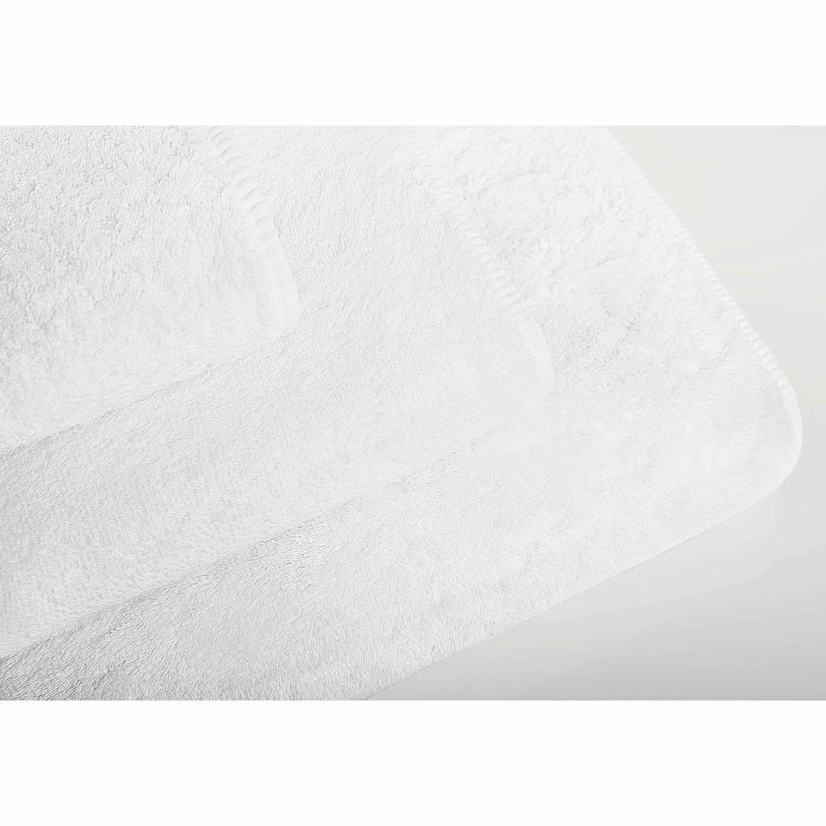 Graccioza Long Double Loop Bath Towels Top Stack White Fine Linens