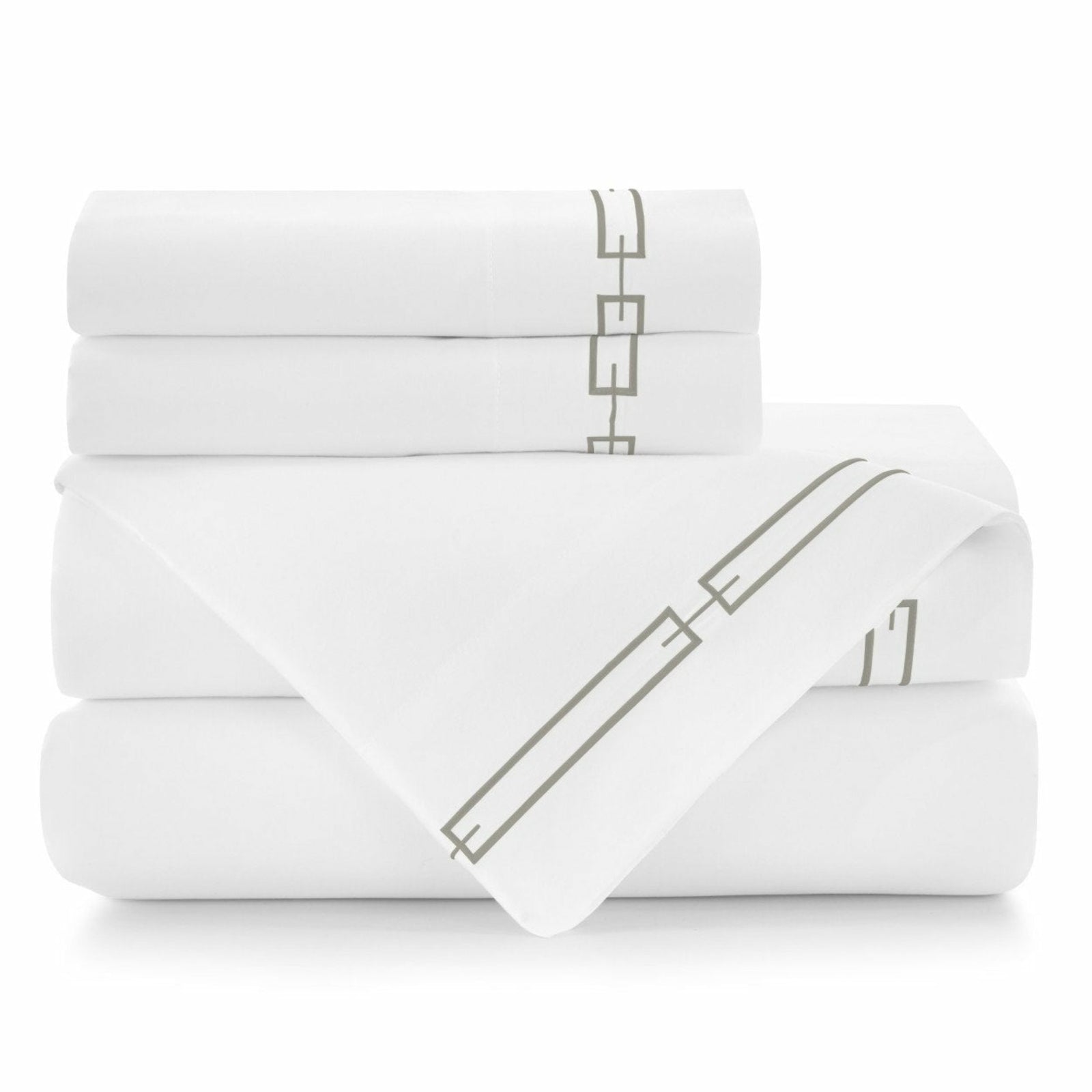 Peacock Alley Stanza Bedding Sheet Set Platinum Fine Linens